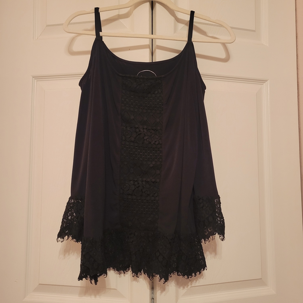 INC International Concepts Cold Shoulder Black Lace-Accented - Picture 2 of 6